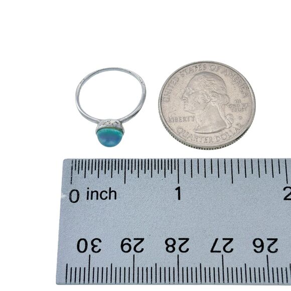 Vintage Sterling Silver 925 6mm Blue Glass Ring Size 4.5 - Picture 6 of 7